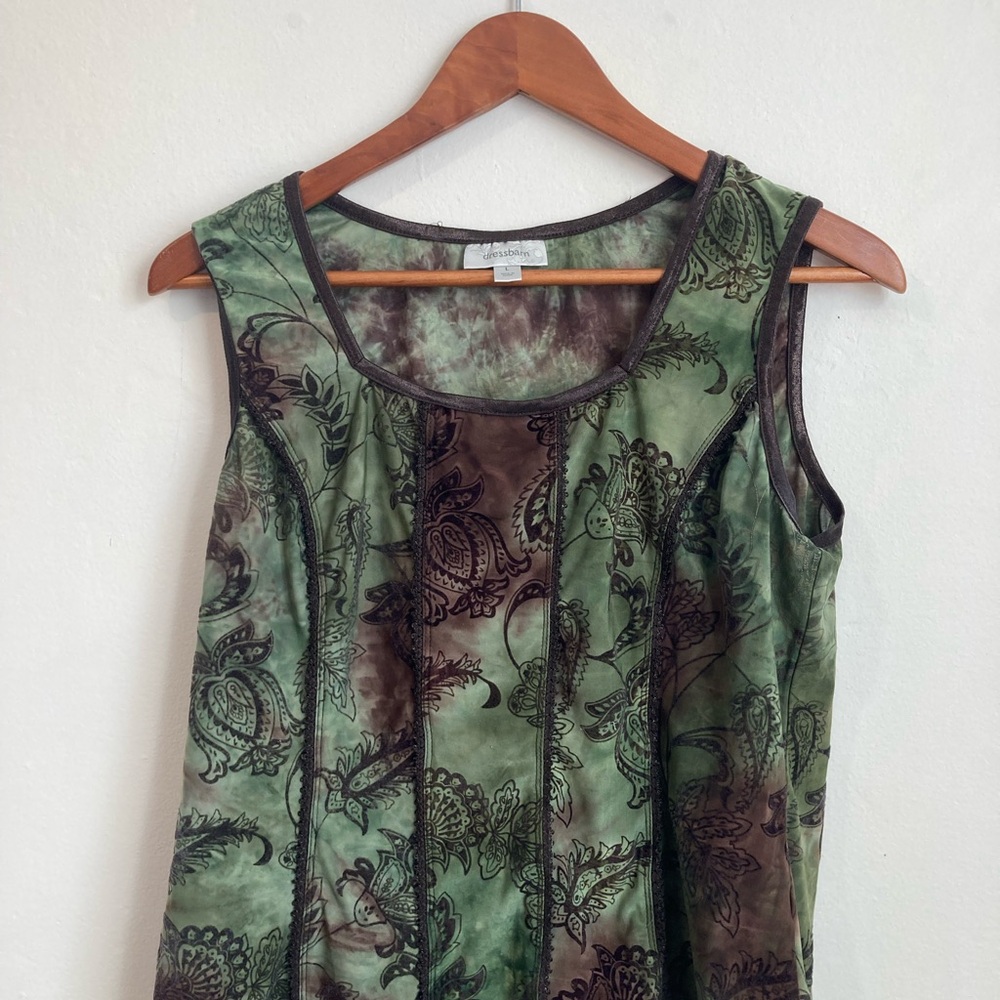 Dress Barn Green and Brown Sleeveless Top